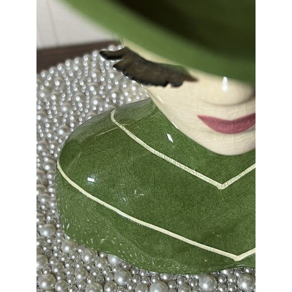 ERMYN TRUDE SIGNED BETTY LOU NICHOLS LADY HEAD VASE EYELASHES VINTAGE, Large - Picture 9 of 10